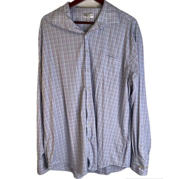 Peter Millar Mens XL Summer Comfort Multicolored Pastel Plaid Button Front Top - Picture 1 of 10